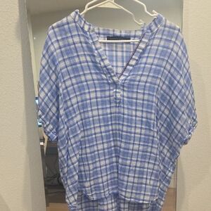 Tommy Hilfiger Blue & White Plaid V-Neck Tunic